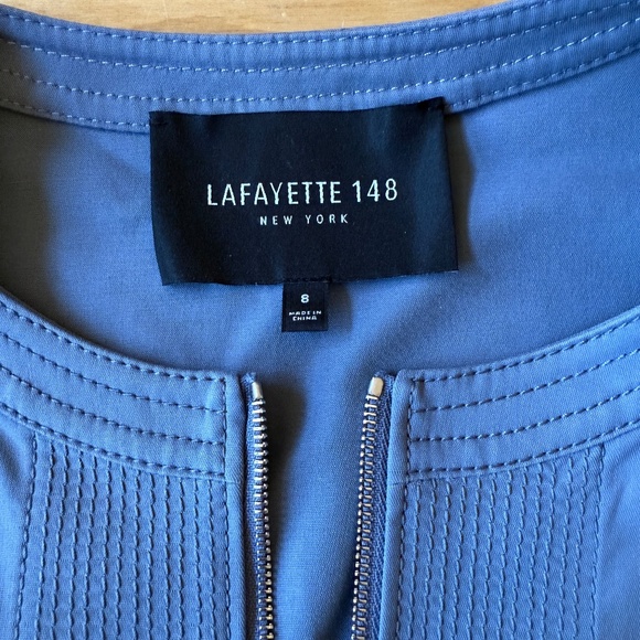 LAFAYETTE 148 NY JACKET FULL ZIP STRETCHY COTTON BLD MOTO ZIP POCKETS CHIC 8 - Picture 9 of 11